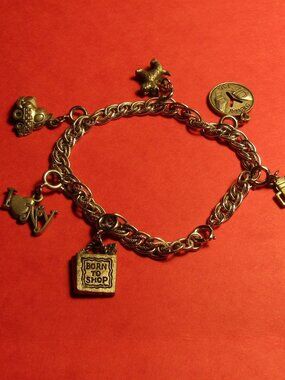 NYC 6 Charm Silver-Tone 7.5" SHOPPING BRACELET Scottie Dog Subway Token Car ILNY